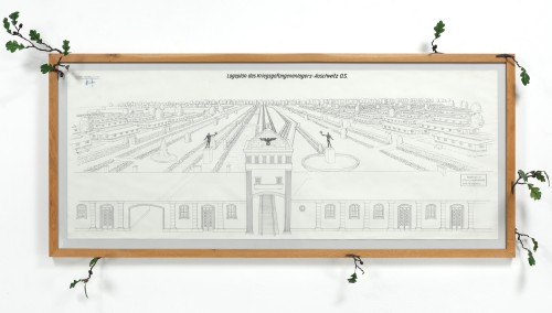 Osvětim Lageplan des Kriegsgefangenenlagers-Auschwitz 198 x 77 cm